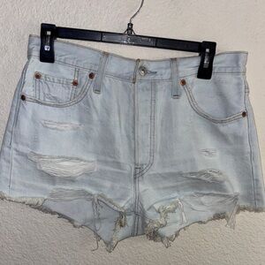 Levi's Light Blue Distressed Jean Shorts